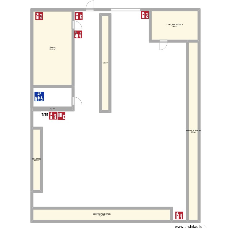 DEPOT. Plan de 7 pièces et 90 m2