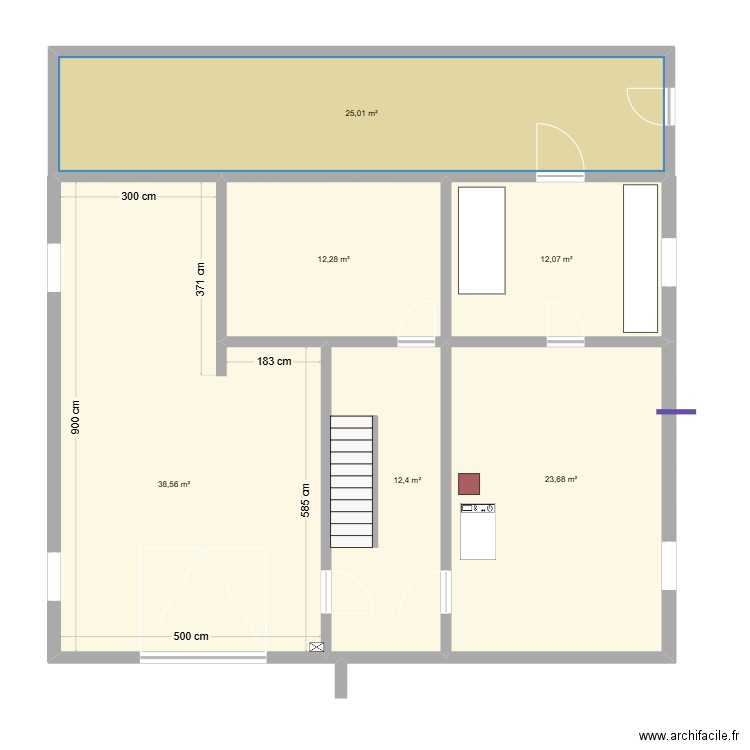 Sous-sol. Plan de 6 pièces et 124 m2