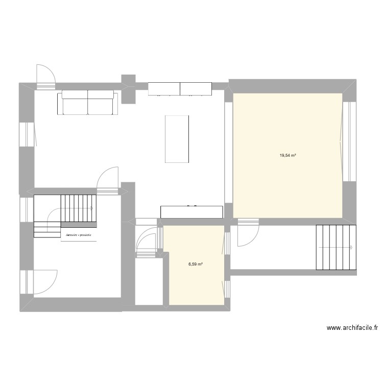 maison. Plan de 2 pièces et 26 m2