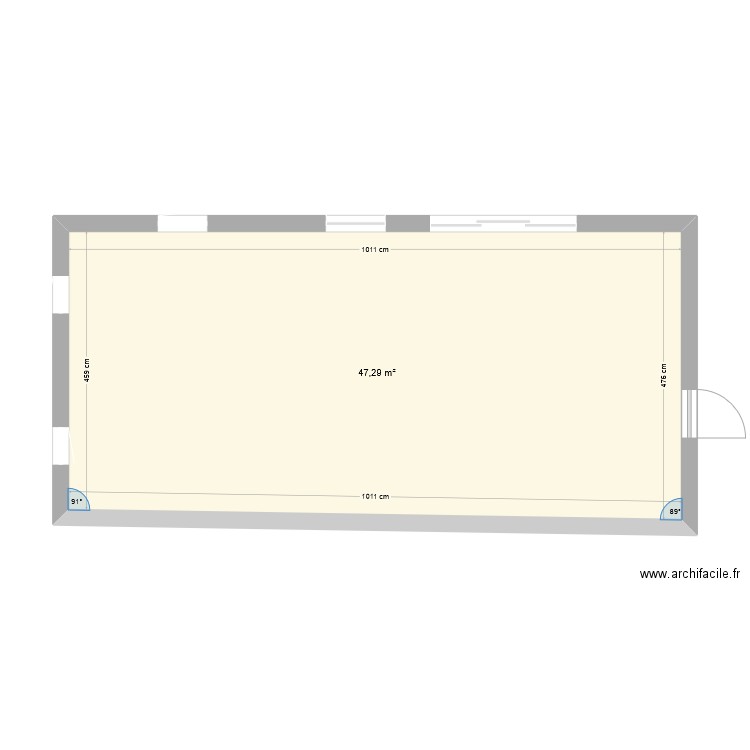 Guagli Rdc . Plan de 1 pièce et 47 m2