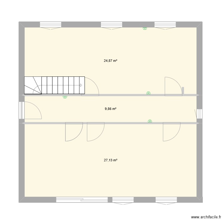 Plan maison. Plan de 3 pièces et 62 m2