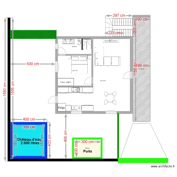 Appartement 8x8- 1 chambre. Plan de 6 pièces et 102 m2