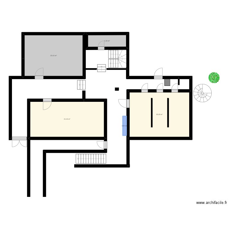 jab. Plan de 5 pièces et 77 m2