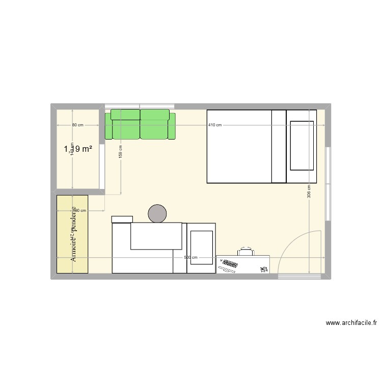 Chambre enfants. Plan de 2 pièces et 15 m2