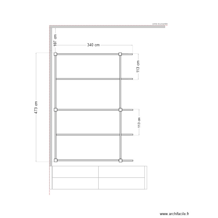 vue de dessus pergola solaire avec PS. Plan de 0 pièce et 0 m2