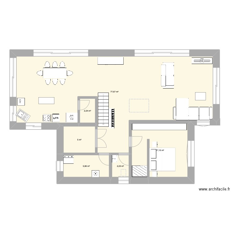 Maison 2 . Plan de 6 pièces et 110 m2