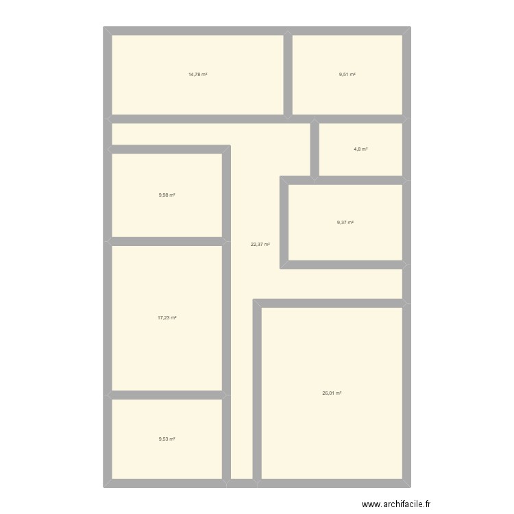 Maison. Plan de 9 pièces et 124 m2