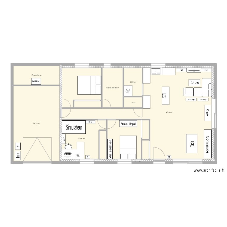 Maison neuve. Plan de 15 pièces et 125 m2