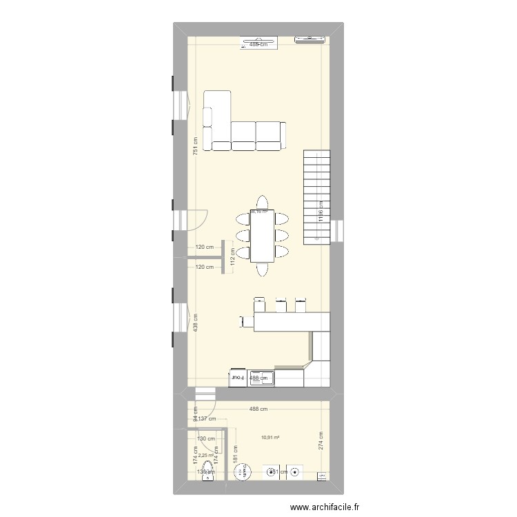 maison. Plan de 3 pièces et 71 m2