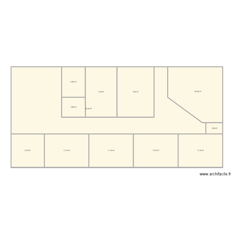 fls. Plan de 12 pièces et 168 m2