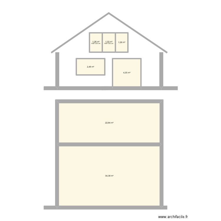 extensio,. Plan de 7 pièces et 68 m2