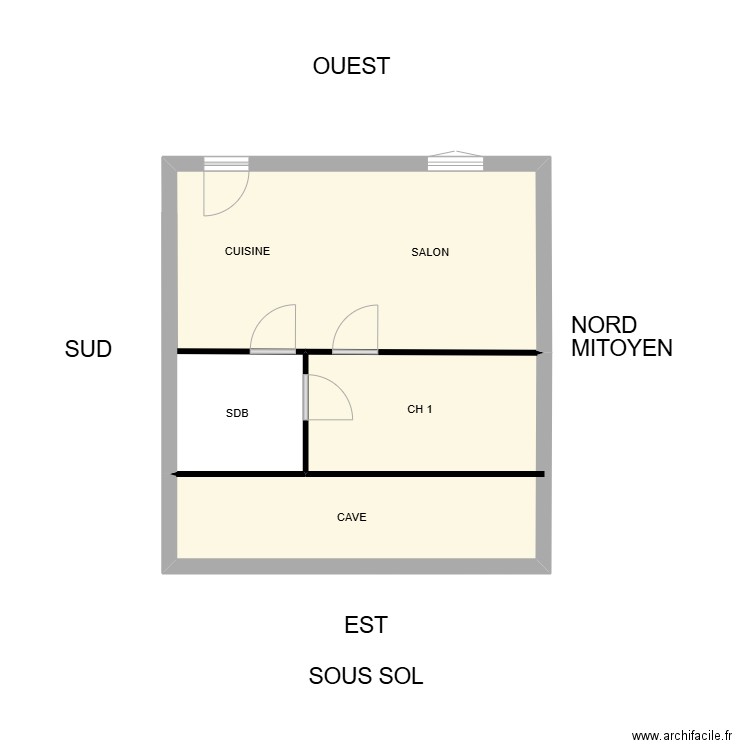 SECHAUD . Plan de 2 pièces et 38 m2