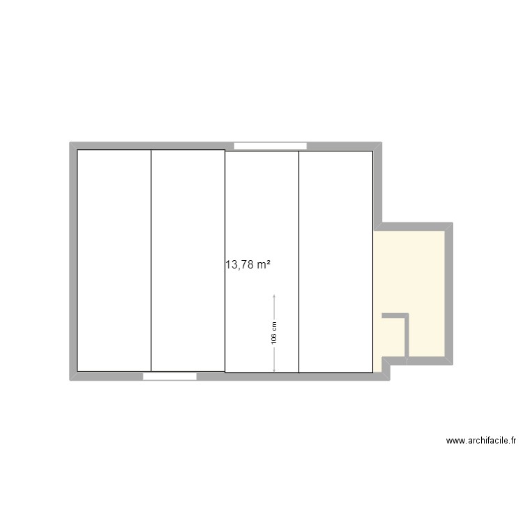 Chambre parentale. Plan de 1 pièce et 14 m2