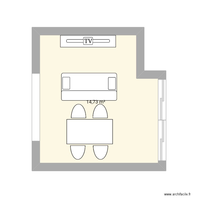 Salon rennes chateaugiron. Plan de 1 pièce et 15 m2