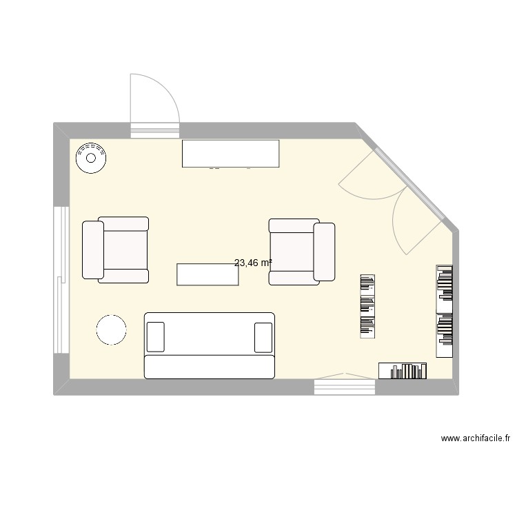 Salon St Do. Plan de 1 pièce et 23 m2