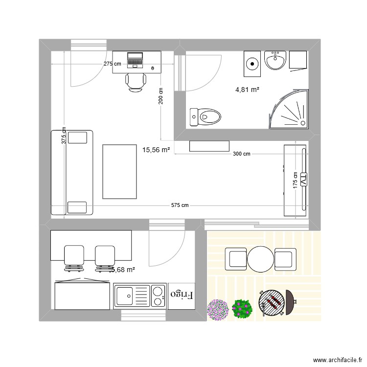 APPARTEMENT. Plan de 3 pièces et 26 m2