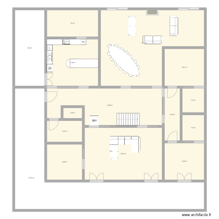 YEPAAA5. Plan de 24 pièces et 940 m2