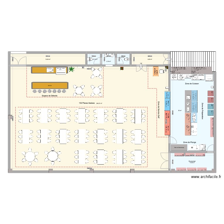 CI Energie Restaurant. Plan de 8 pièces et 330 m2