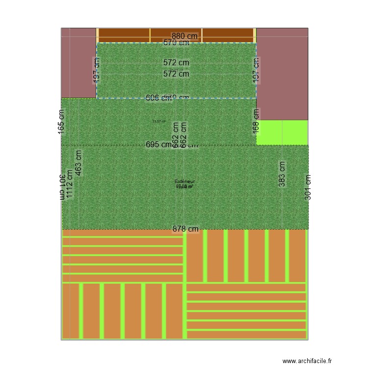 jardin AL. Plan de 1 pièce et 98 m2