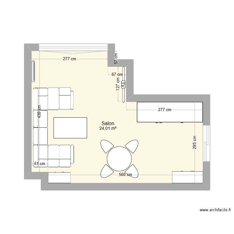 Salon5. Plan de 1 pièce et 24 m2