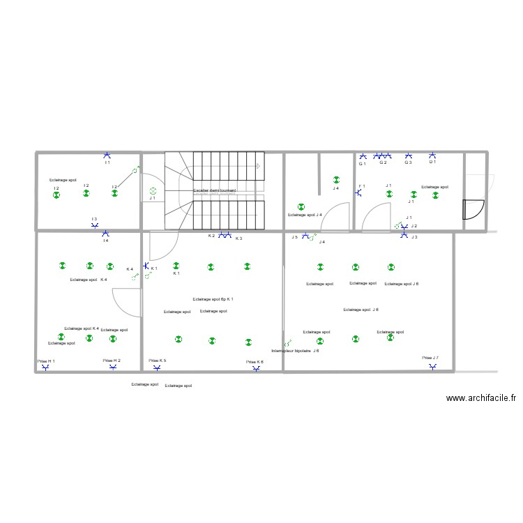 schema principe et1. Plan de 10 pièces et 96 m2