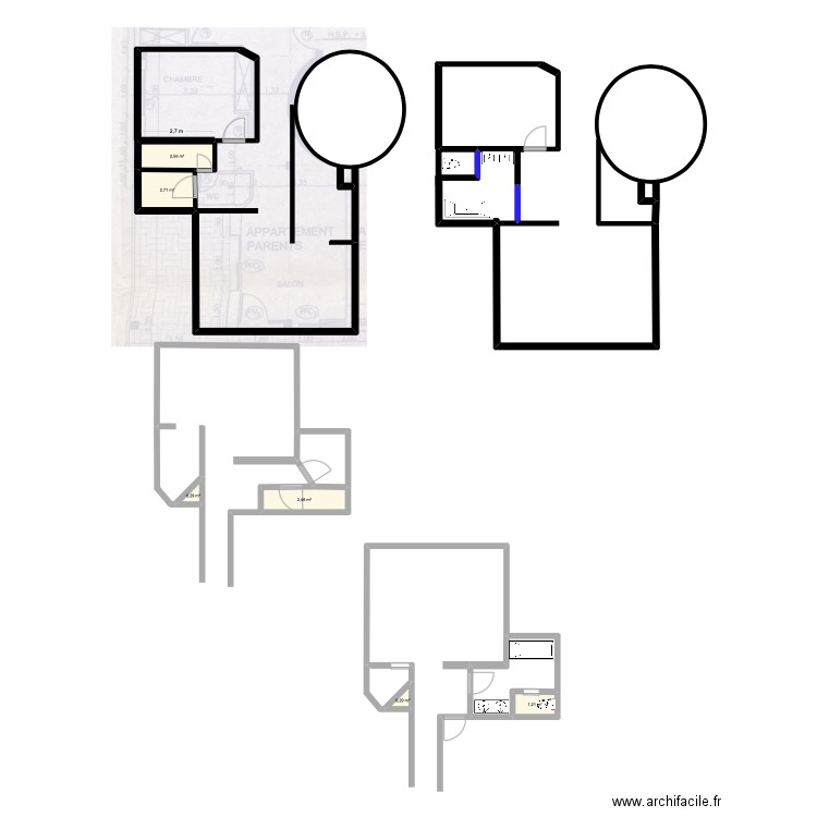 mes &. Plan de 6 pièces et 10 m2