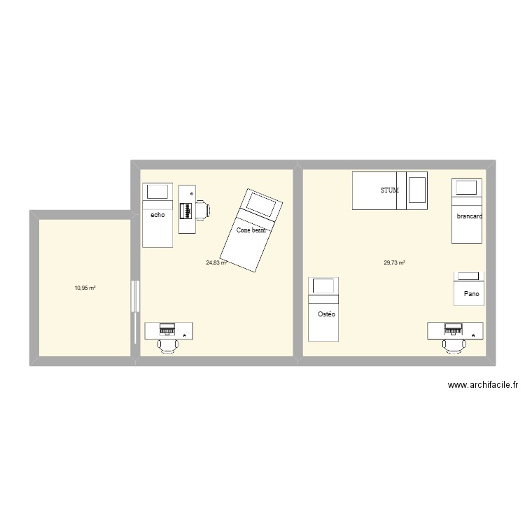 Palazzo. Plan de 3 pièces et 66 m2