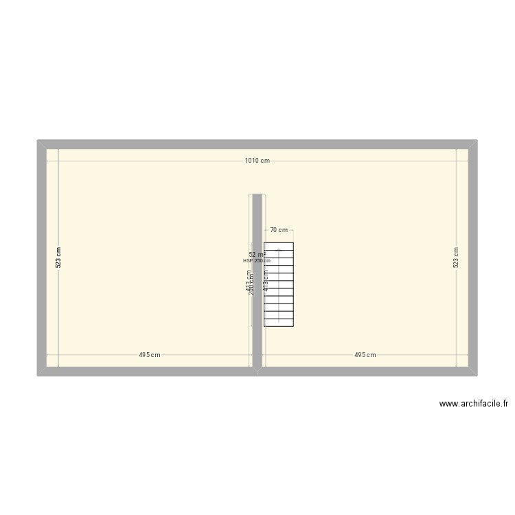 projet. Plan de 1 pièce et 52 m2