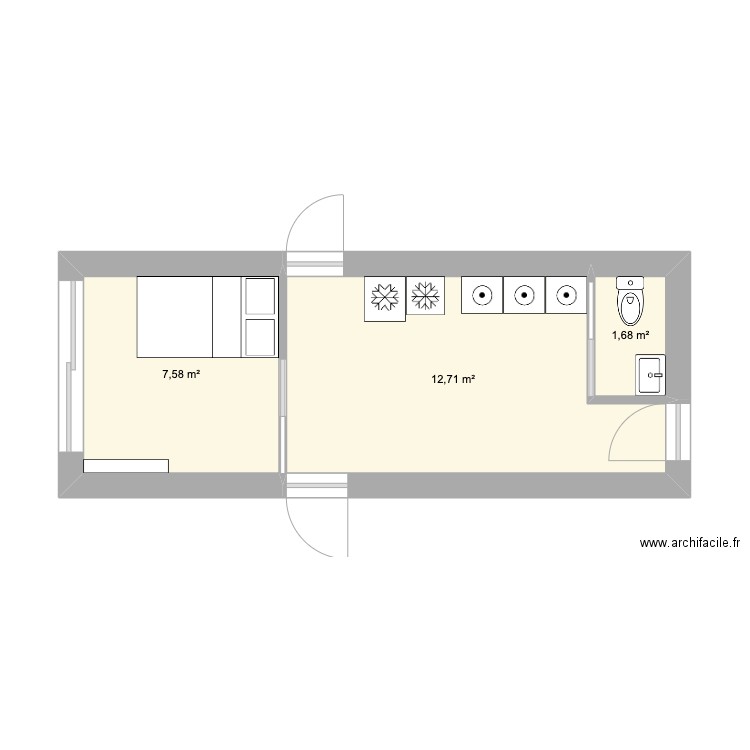 GARAGE ACTUEL. Plan de 3 pièces et 22 m2