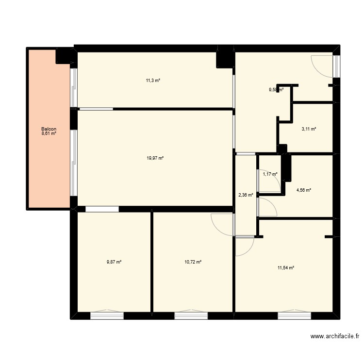 BELLOUKRIF. Plan de 14 pièces et 93 m2