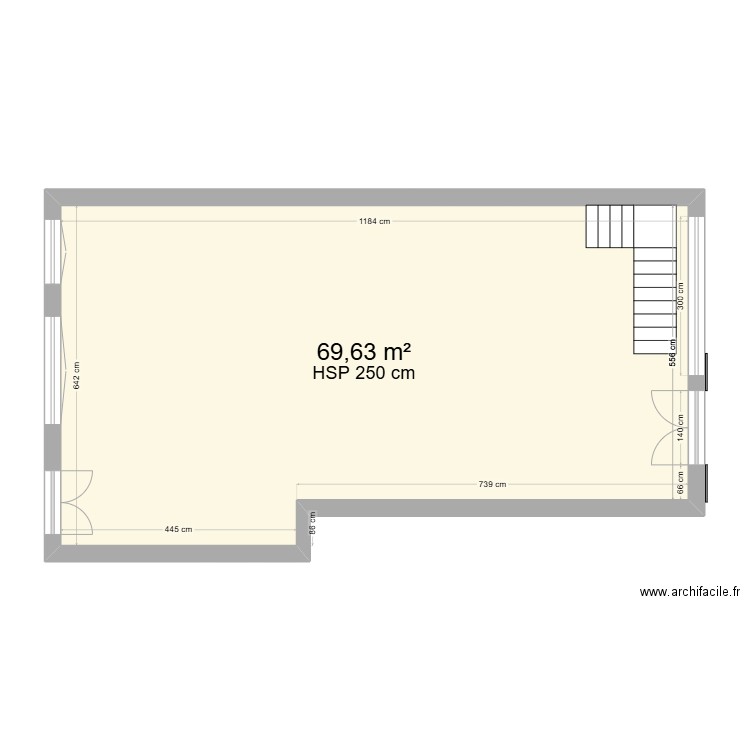 plan2. Plan de 1 pièce et 70 m2