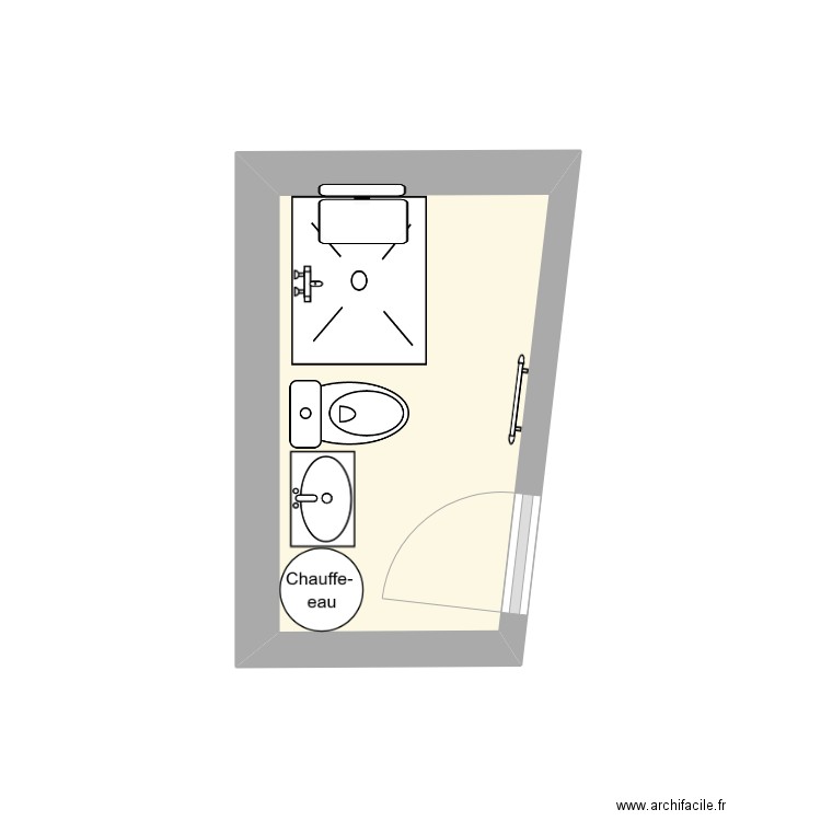 SDB aménagé. Plan de 1 pièce et 4 m2