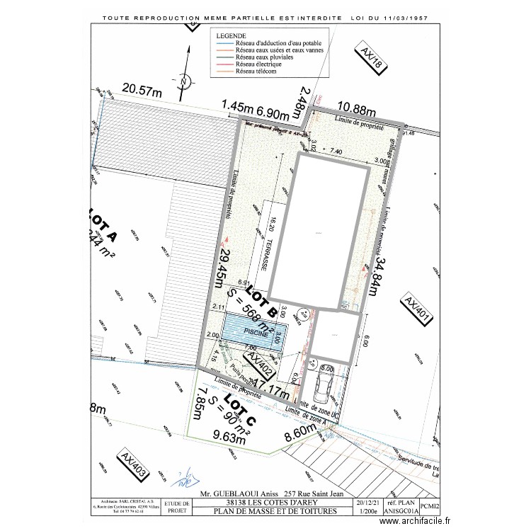 lyon  Anthony jardin . Plan de 2 pièces et 159 m2