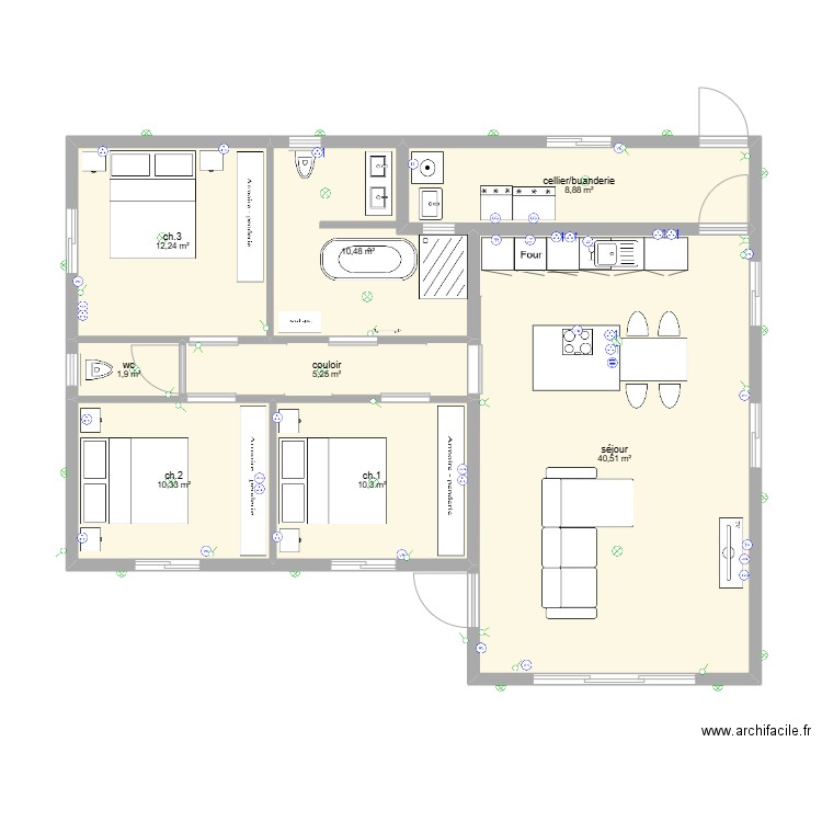 Notre Villa. Plan de 8 pièces et 100 m2