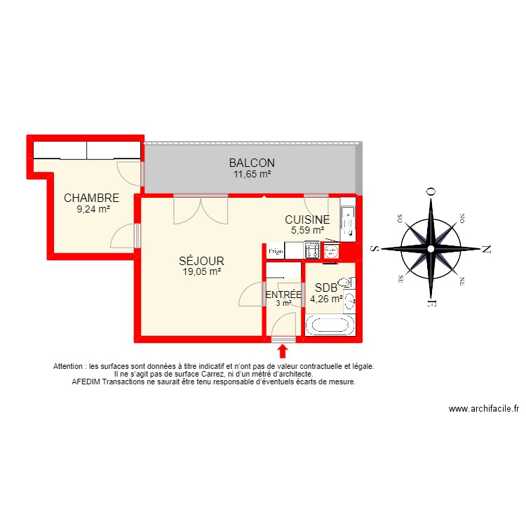 BI 22937 - . Plan de 10 pièces et 59 m2