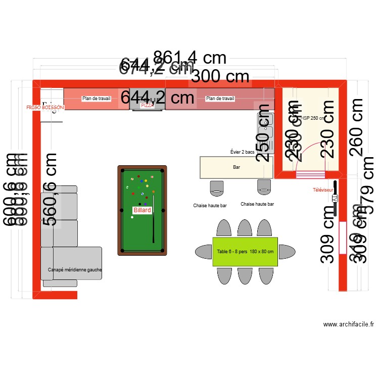 cuisine d été. Plan de 1 pièce et 4 m2