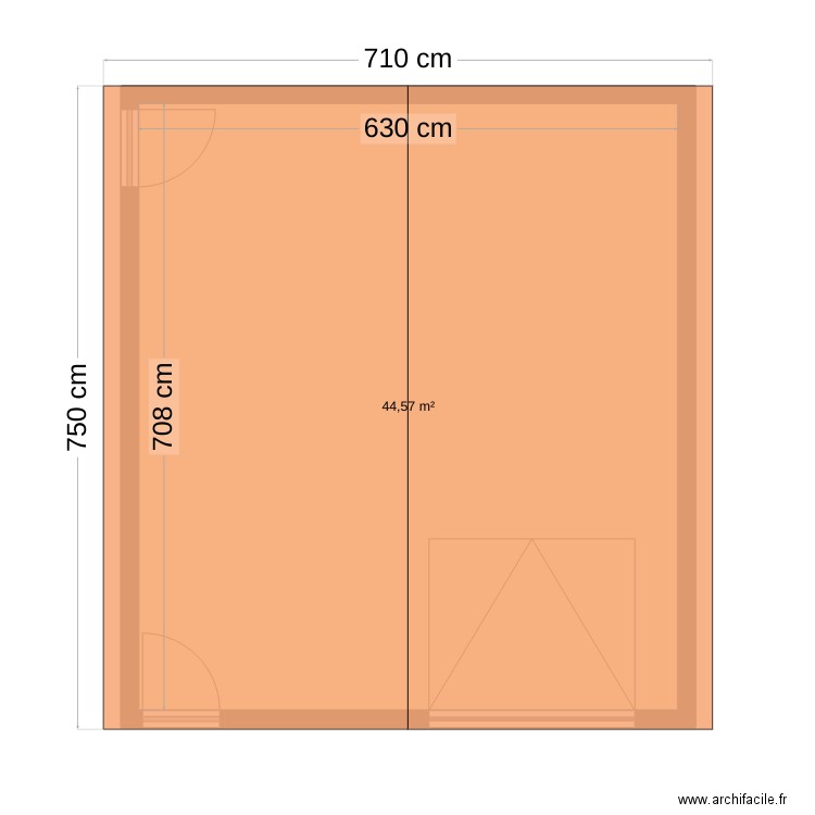 toiture. Plan de 1 pièce et 45 m2