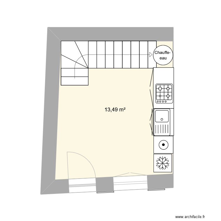 11 r de b. Plan de 2 pièces et 25 m2