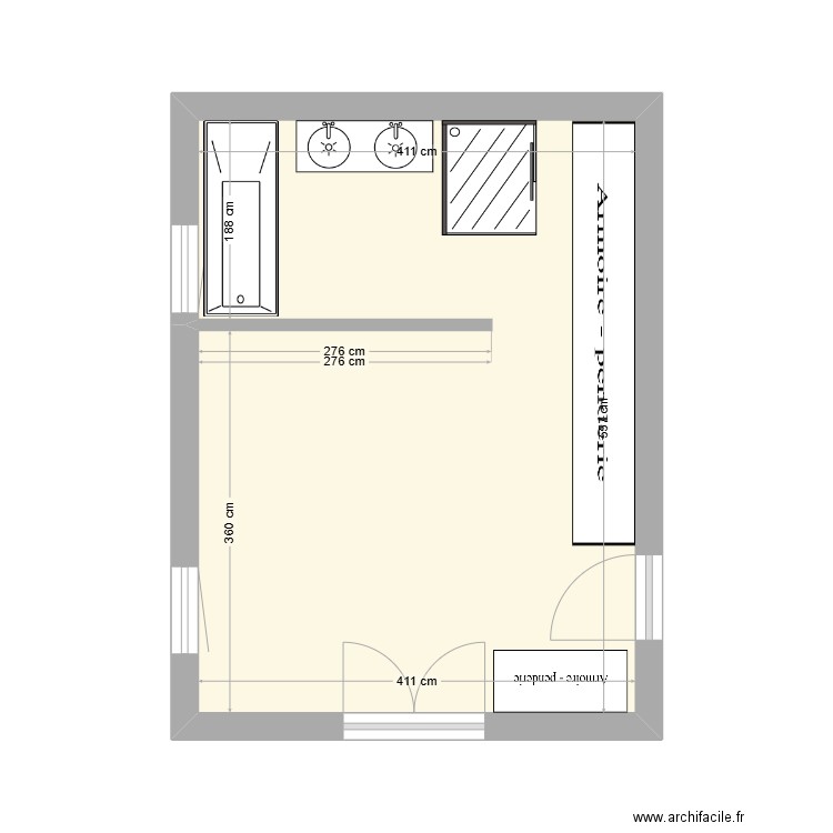 Chambre Thierry 3. Plan de 1 pièce et 23 m2