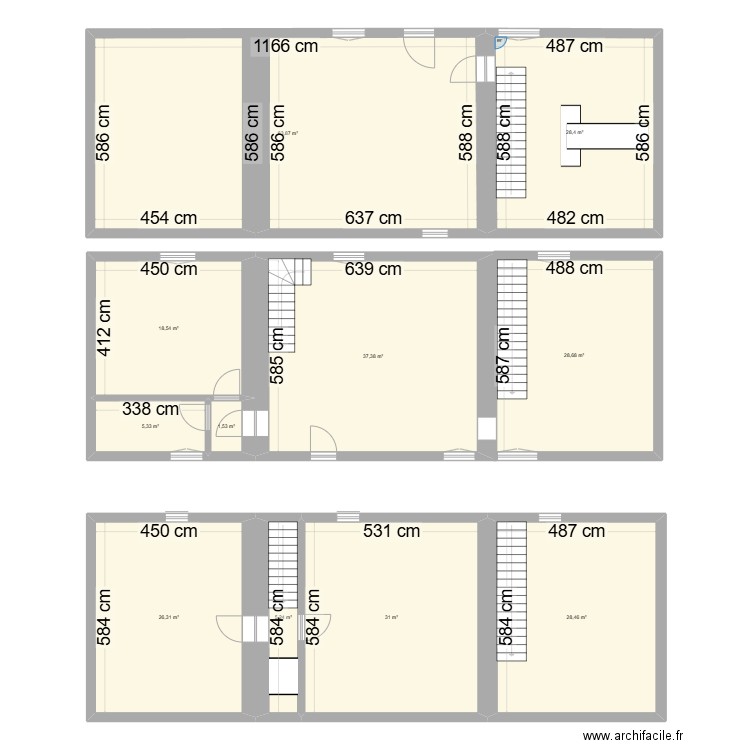 Moulin. Plan de 11 pièces et 275 m2