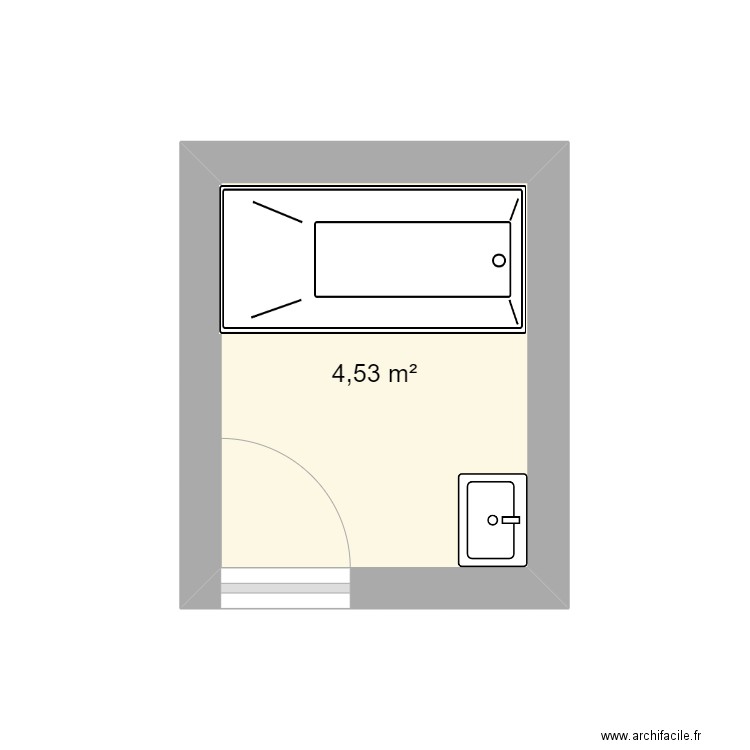 SDB. Plan de 1 pièce et 5 m2