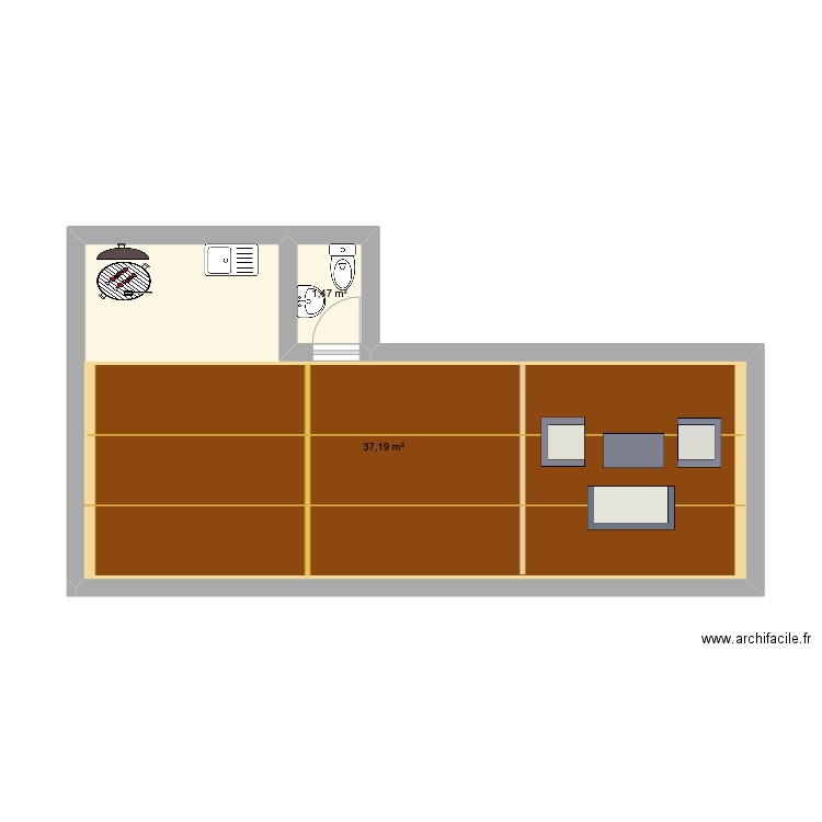 mada3. Plan de 2 pièces et 39 m2