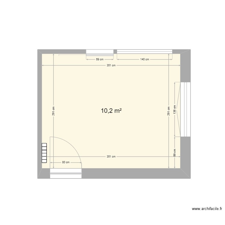 P1-Cuisine. Plan de 1 pièce et 10 m2