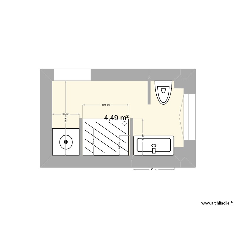 SDB emma 1. Plan de 1 pièce et 4 m2