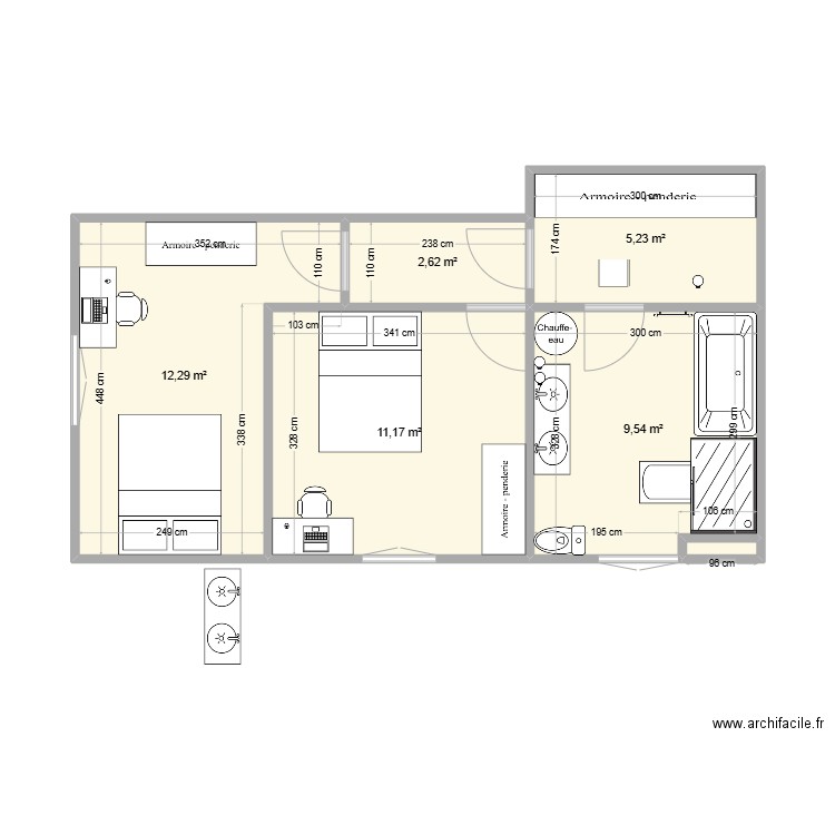 Maison . Plan de 6 pièces et 41 m2