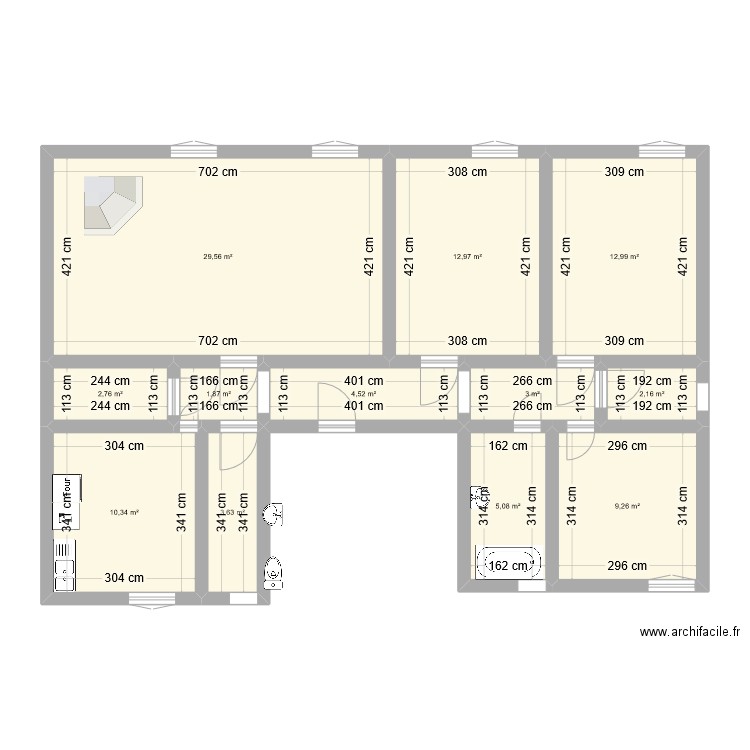 Arcueil. Plan de 12 pièces et 92 m2