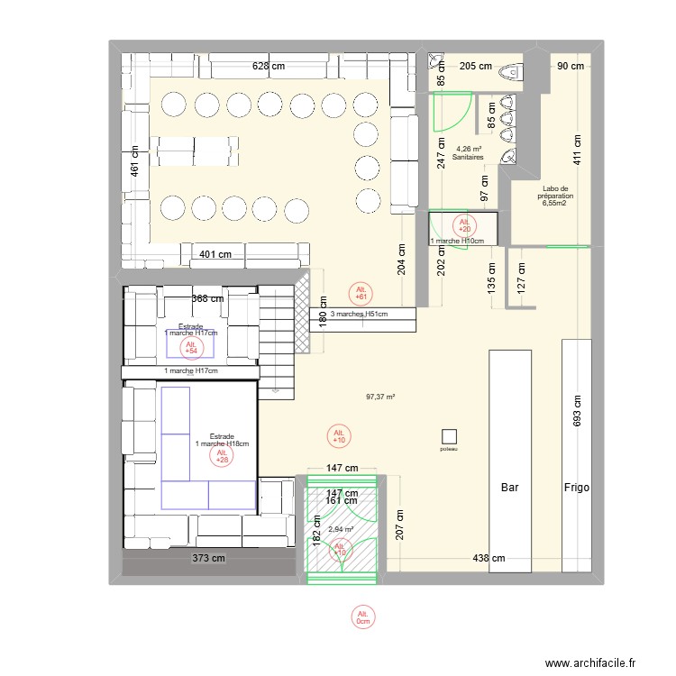 Kaza Principale0424. Plan de 3 pièces et 105 m2