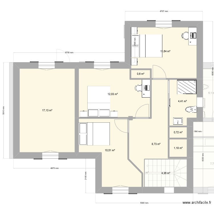 Projet B2. Plan de 25 pièces et 185 m2