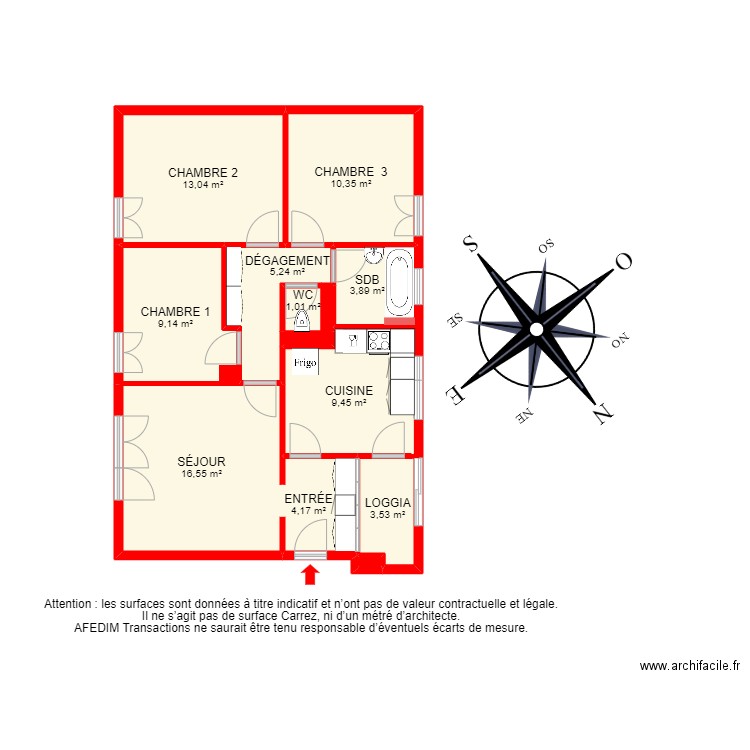 BI 18223 - . Plan de 15 pièces et 83 m2