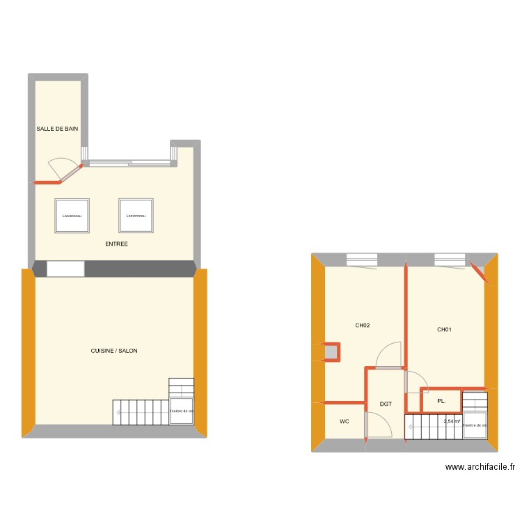 GALLIOT MARTIN. Plan de 11 pièces et 72 m2